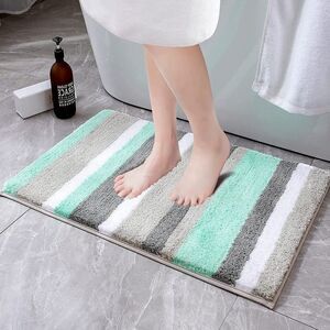 CORRECTION- mint sections are lavender, not mint. Microfiber Bathroom Bath Mat